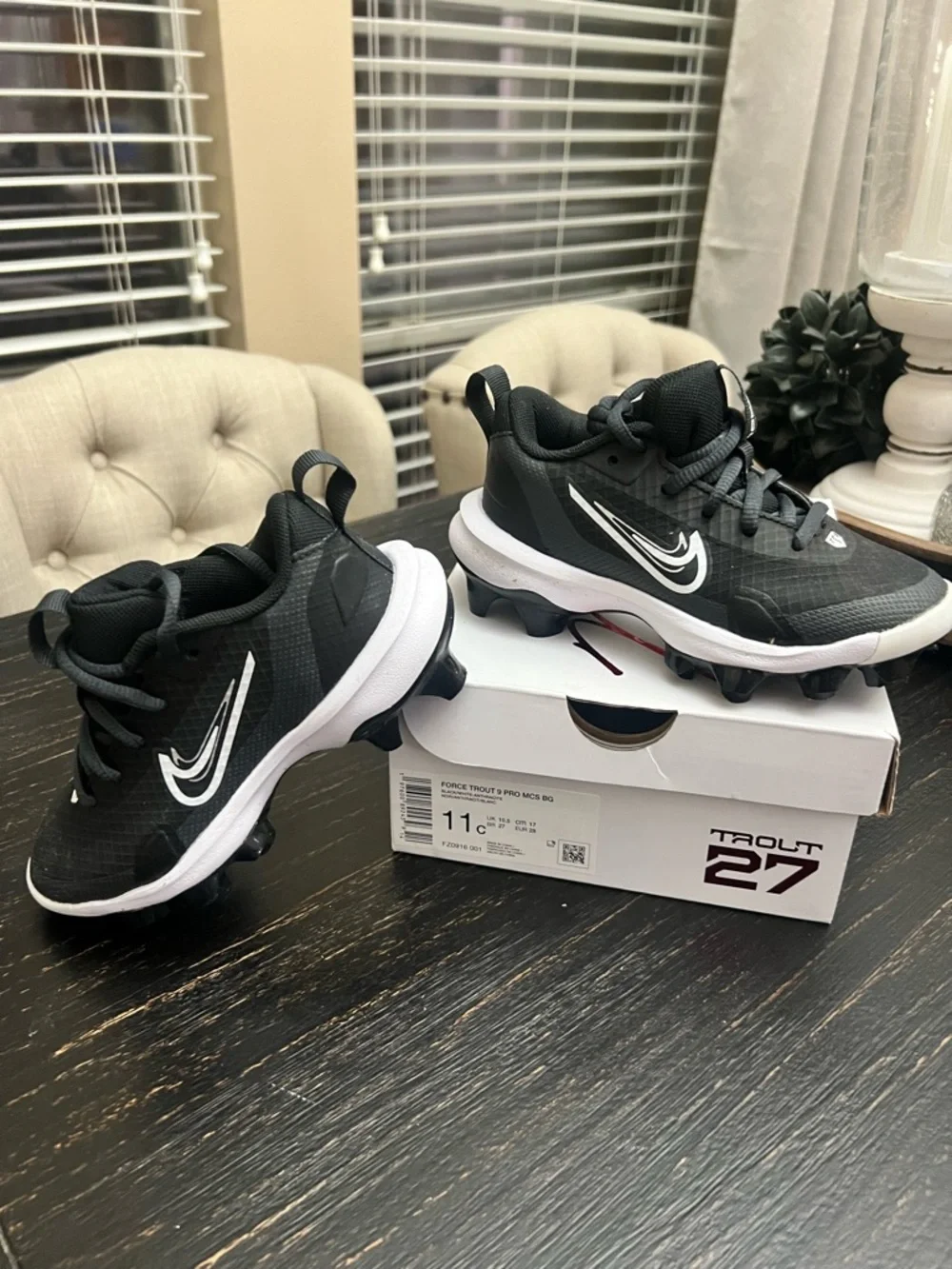 Nike Force Trout 9 Pro MCS BG Boys Sz 11 Baseball Cleats Black/White - Picture 13 of 15